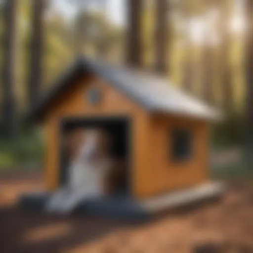 A cozy solar powered dog house equipped with a heater