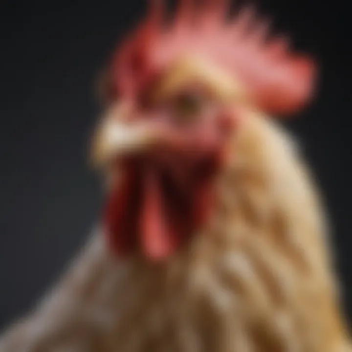 A close-up of the tallest chicken breed highlighting its unique features