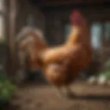 A majestic tall chicken standing proudly in a farmyard