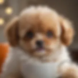 A close-up of a teacup poodle's expressive eyes and fluffy coat, radiating charm.