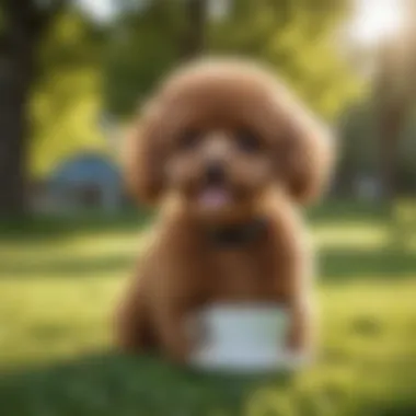 Playful Interaction in the Park A teacup poodle playfully interacting with its owner in a sunlit park, showcasing its lively nature.