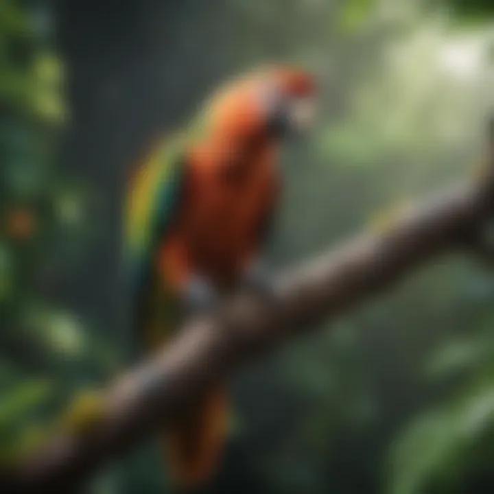 Colorful parrot perched on a branch