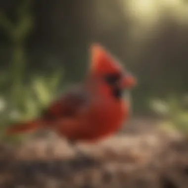 Arizona cardinal feeding on seeds