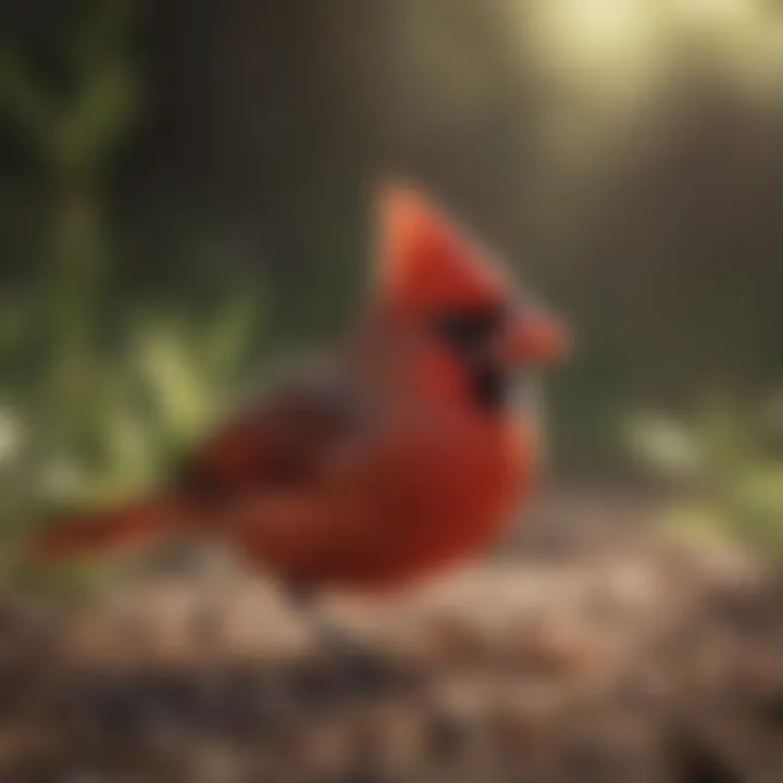 Arizona cardinal feeding on seeds