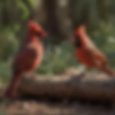 A group of Arizona cardinals socializing in the wild