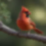 A vibrant Arizona cardinal perched on a branch