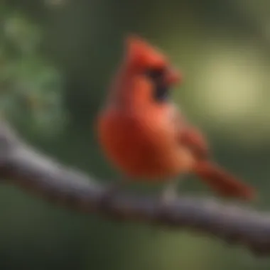 A vibrant Arizona cardinal perched on a branch