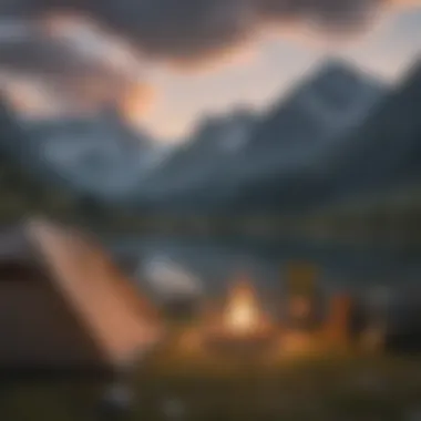 A breathtaking mountain view with a camping setup