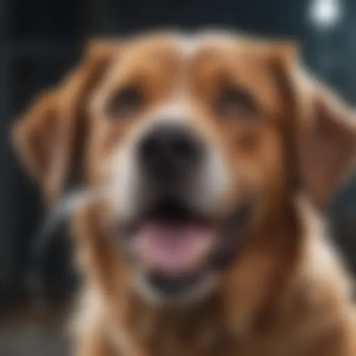 A happy dog drinking water infused with dental additives