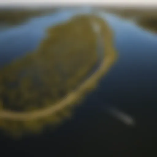 Aerial view of Lake Okeechobee showcasing its vast expanse and unique contours