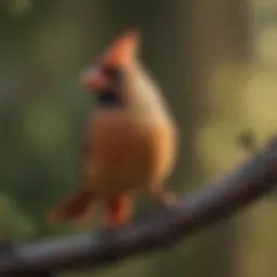 Female cardinal perched gracefully on a branch