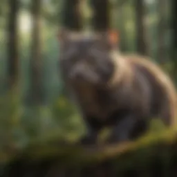A fisher cat in its natural forest habitat, showcasing its sleek body