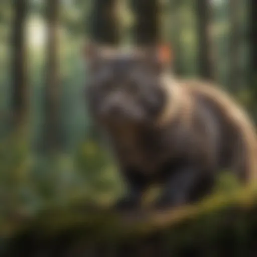 A fisher cat in its natural forest habitat, showcasing its sleek body