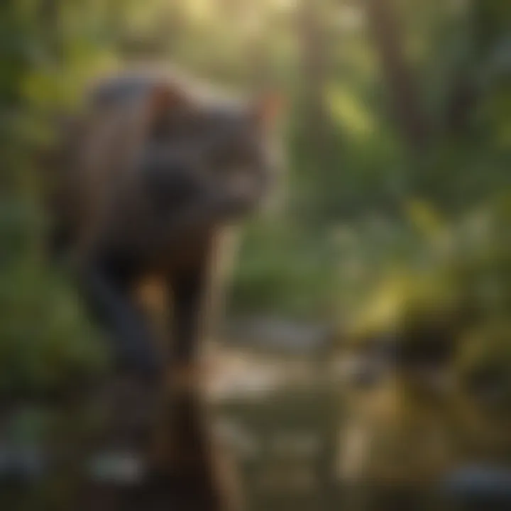 A fisher cat in action, hunting in the underbrush