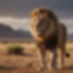 Majestic lion surveying the savannah landscape