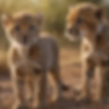 Playful cheetah cubs in a natural environment Cheetah cubs in a natural setting