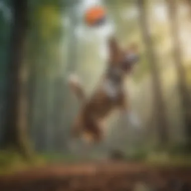 Dog Catching a Hyper Frisbee A dynamic shot of a dog catching a hyper frisbee in mid-air