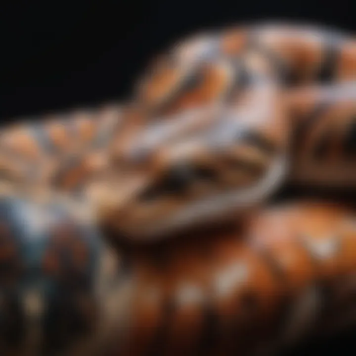 A close-up of a unique morph showcasing the intricate patterns and textures of a Ball Python.