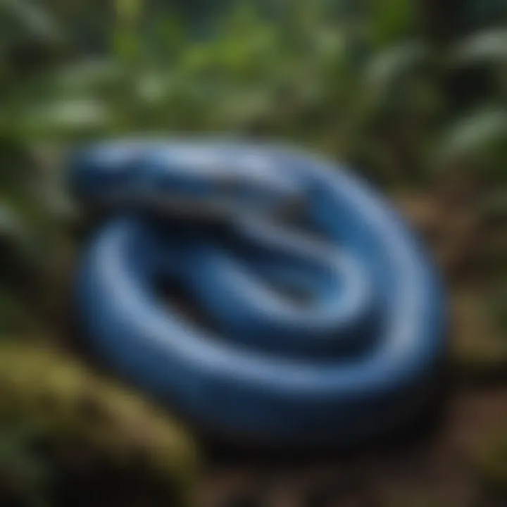 A stunning Blue Python displaying vibrant colors in a natural habitat.