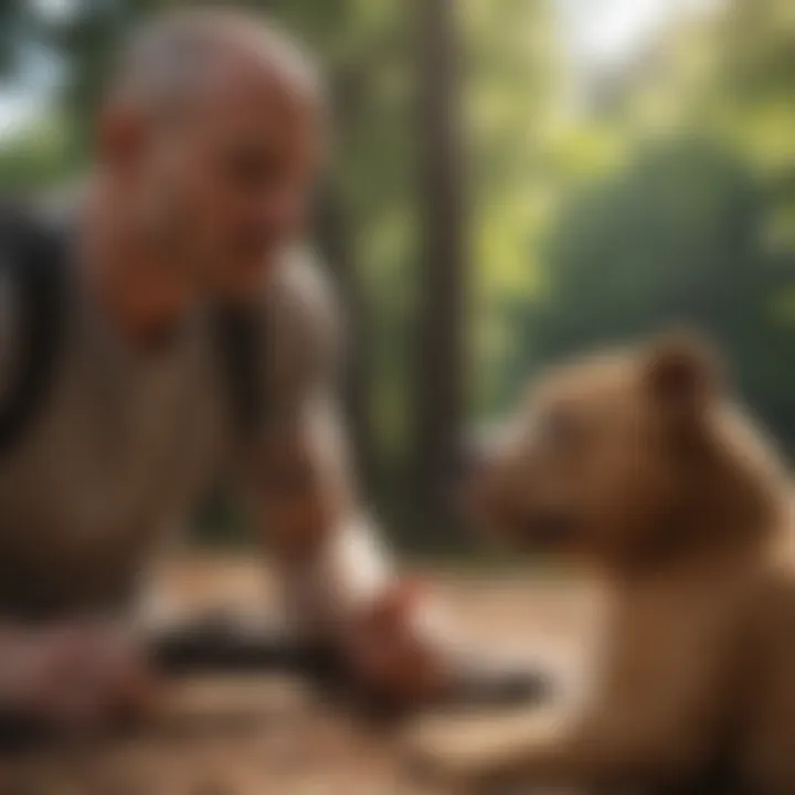 A serene setting highlighting the bond between a Pitbull Teddy Bear and its owner during training