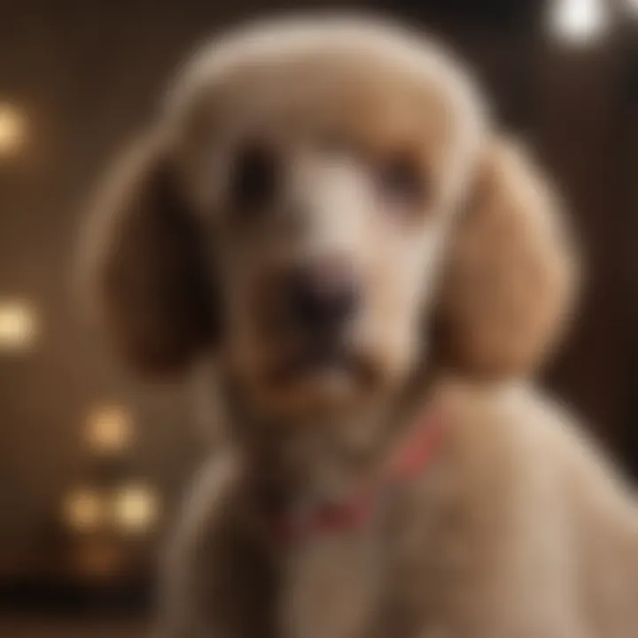 Standard Poodle engaged in obedience training