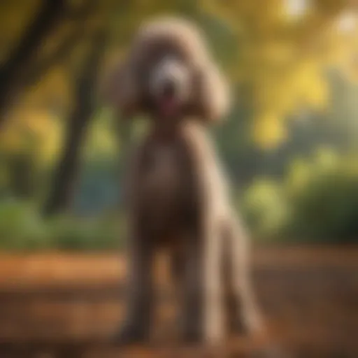 Standard Poodle standing majestically in a park