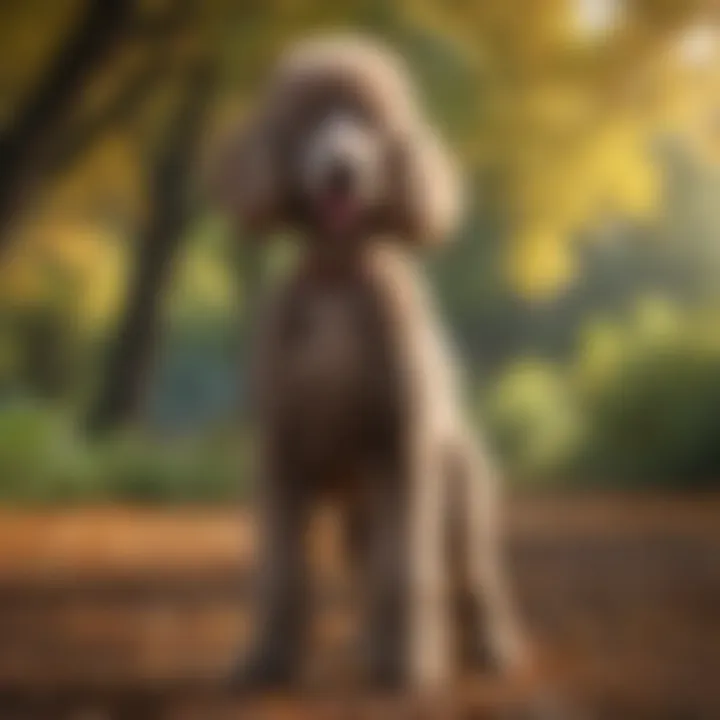 Standard Poodle standing majestically in a park