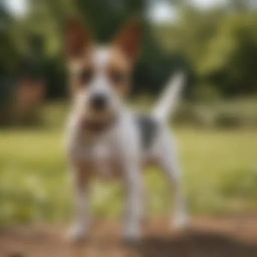 A Toy Fox Terrier showcasing its playful nature in a vibrant park setting.