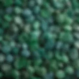 A stunning display of jadeite in various shades of green and blue, highlighting its rich colors.