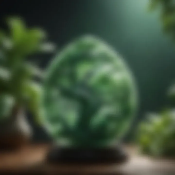 An intricate nephrite carving showcasing its smooth texture and deep green hue.