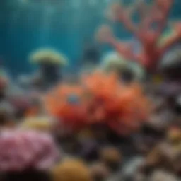 Vibrant coral reef ecosystem with various fish species