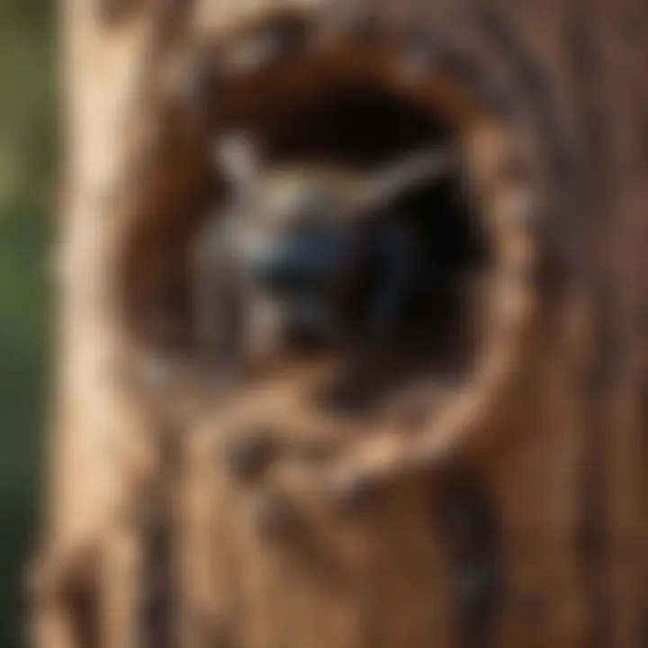 Carpenter bee nest in wood