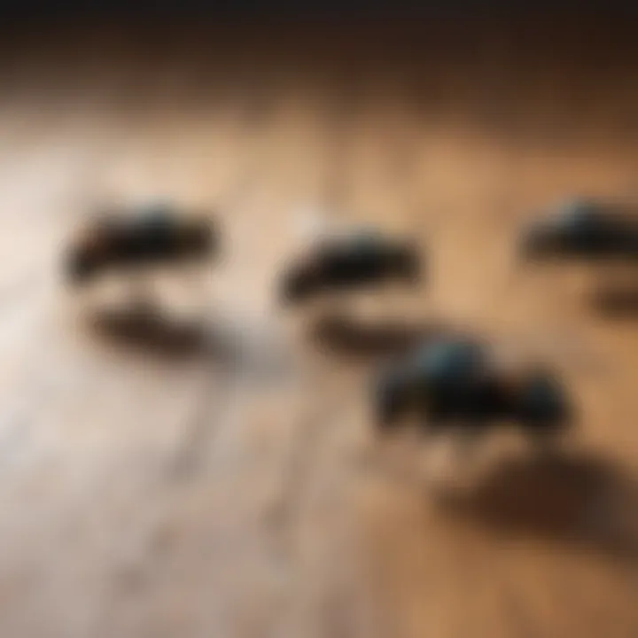 Different species of carpenter bees on a wooden surface