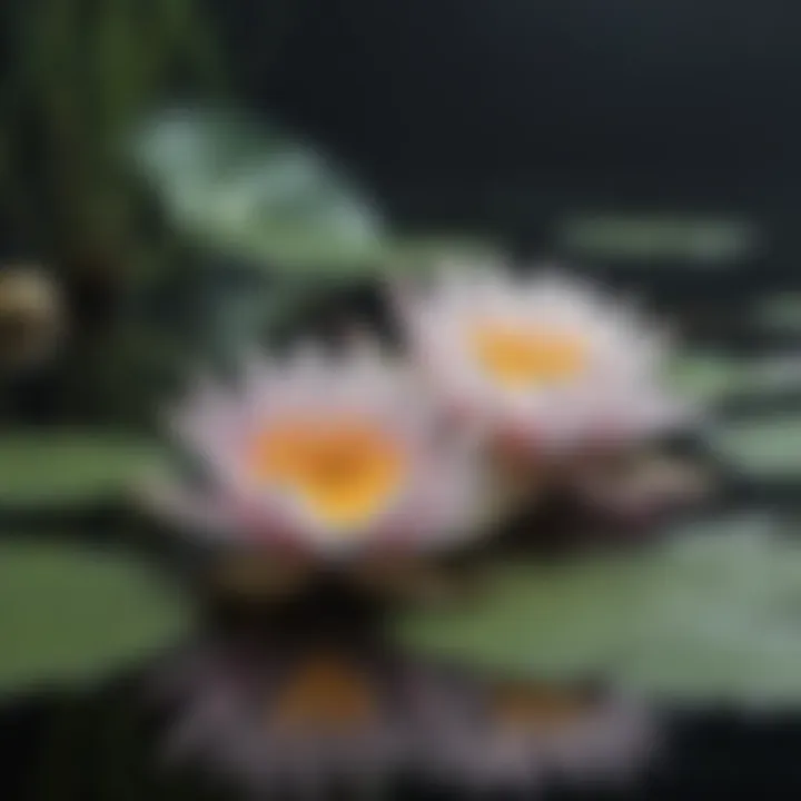 A water lily interacting with aquatic insects showcasing its ecological role