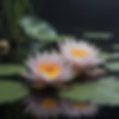Water Lily and Aquatic Insects A water lily interacting with aquatic insects showcasing its ecological role