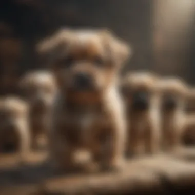 Variety of Dwarf Puppy Breeds Different breeds of dwarf puppies lined up together.