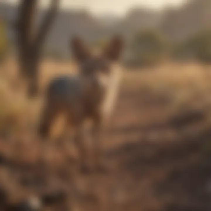 A landscape showing the impact of habitat destruction on jackal populations.