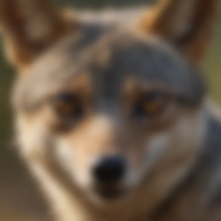 Close-up of a jackal displaying its unique facial features and keen expression.