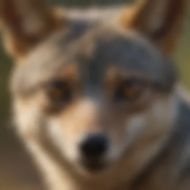 The Intriguing Features of a Jackal Close-up of a jackal displaying its unique facial features and keen expression.