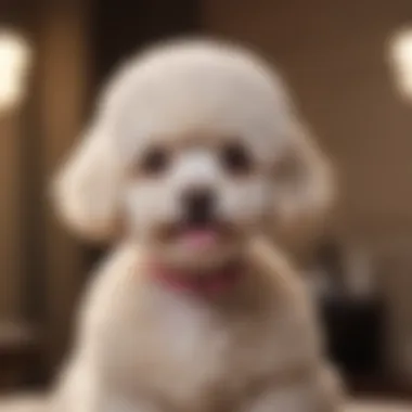 Grooming an Adorable Poodle Puppy Elegant Poodle puppy in a grooming session