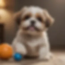 Playful Shih Tzu puppy interacting with a toy
