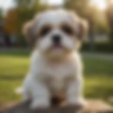 Training Moments with a Shih Tzu Puppy Owner training a Shih Tzu puppy in a park