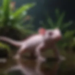 A strikingly vibrant axolotl showcasing its unique regenerative abilities.