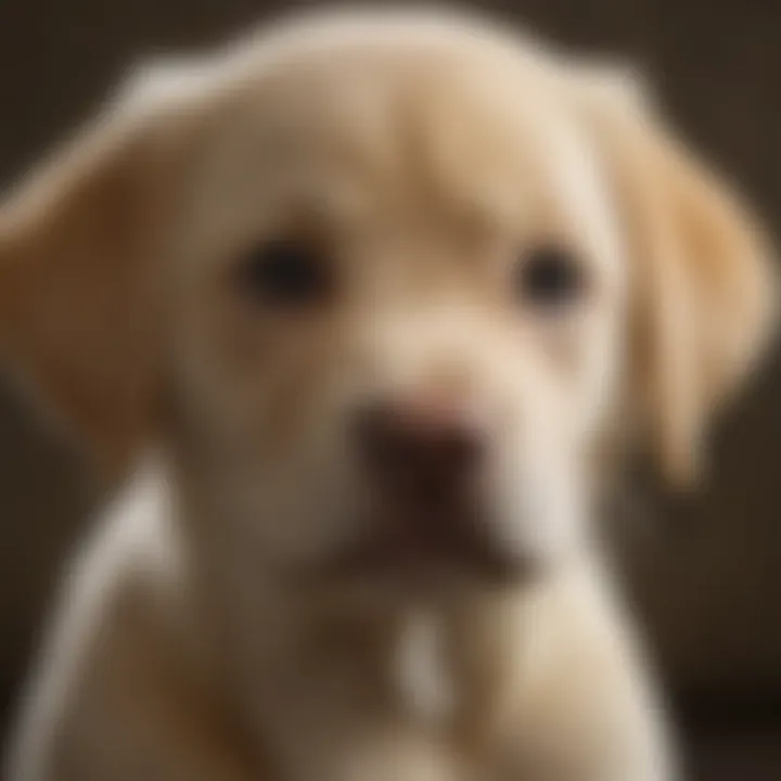 Labrador puppy showcasing its glossy fur and expressive eyes