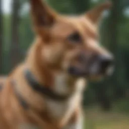 Sporn head control halter in action with a dog