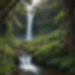 A breathtaking view of a cascading waterfall surrounded by lush greenery in Maui.