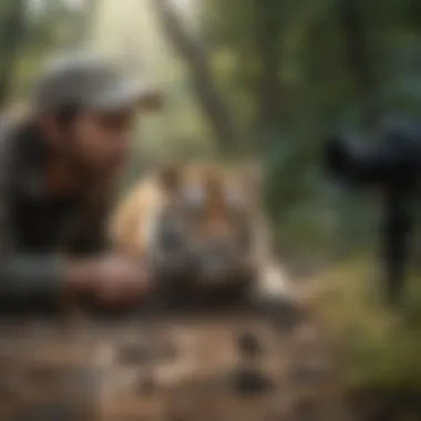 Conservation Efforts in Action Conservationists working to protect endangered species in a protected area