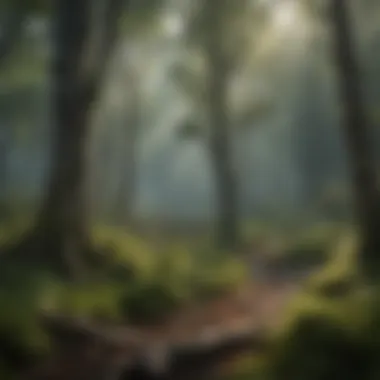 Forest Ecosystems and Climate Change Dynamics A dramatic depiction of a forest ecosystem undergoing changes due to climate shifts.