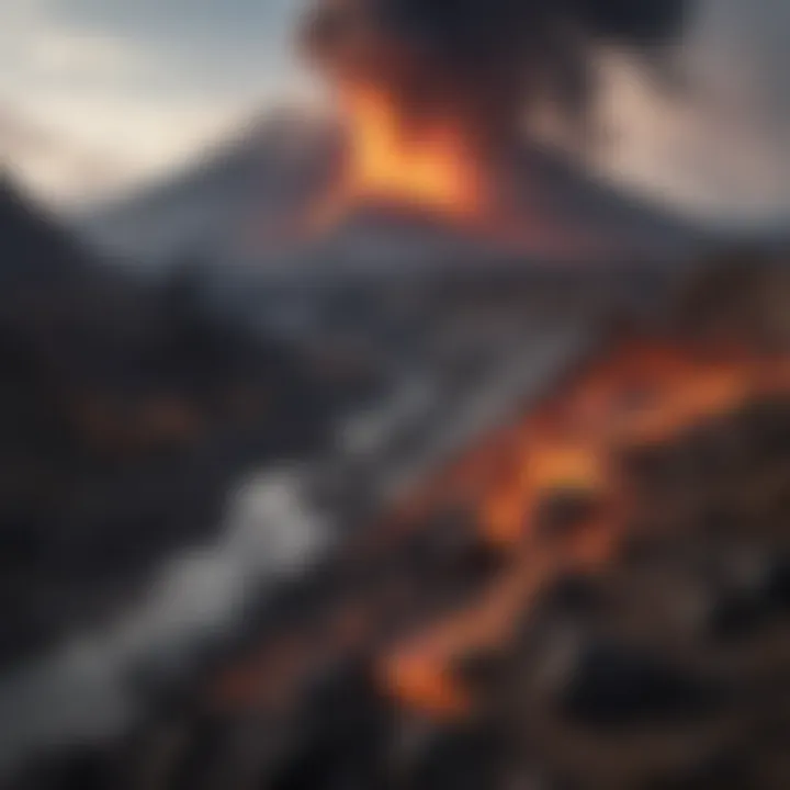 A visual representation of the impact of volcanic eruptions on global climate and species extinction.