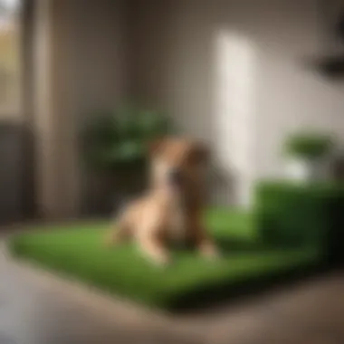 Dog Enjoying Its Synthetic Turf Potty Spot A happy dog using an artificial grass potty area.